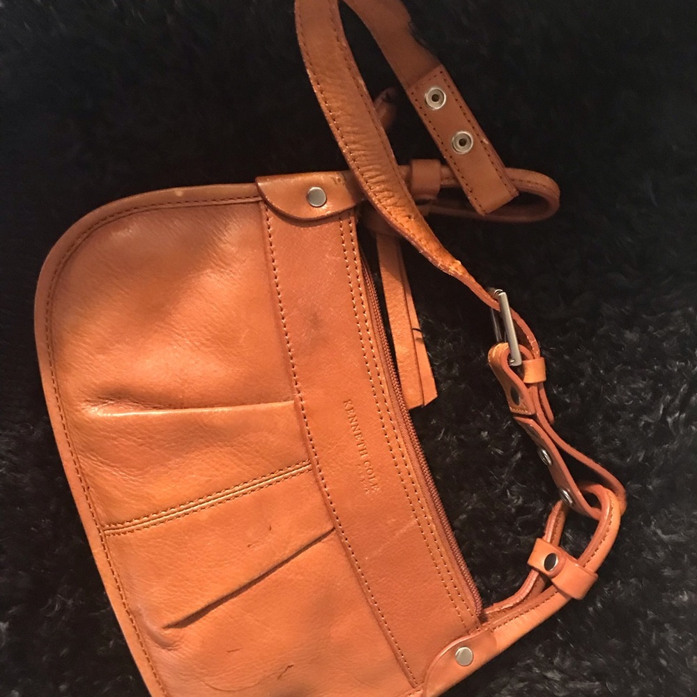Kenneth Cole rust brown leather shoulder bag 10x6